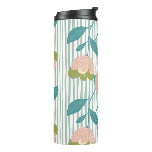 Elegantes Monogramm erste Matching Farben blau pin Thermosbecher (Nach links gedreht)