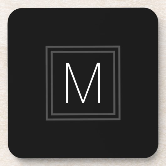 Elegantes Monogramm, erster schwarzer Doppelgrau Getränkeuntersetzer (Vorderseite)