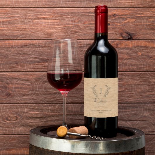 Elegantes Monogramm-Familienname Weinetikett