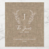 Elegantes Monogramm-Familienname Weinetikett (Einzelnes Label)