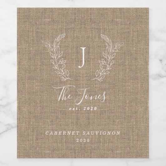 Elegantes Monogramm-Familienname Weinetikett (Einzelnes Label)