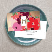 Elegantes Monogramm, farbenfrohe Blüte, Gold Visitenkarte