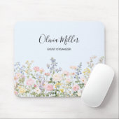 Elegantes Monogramm Farbige Blumen Garten Floral Mousepad (Mit Mouse)