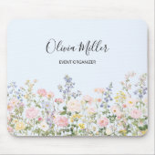 Elegantes Monogramm Farbige Blumen Garten Floral Mousepad (Vorne)