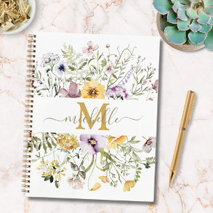 Elegantes Monogramm Farbige Wildblumen To-Do-Liste Notizblock