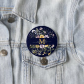 Elegantes Monogramm Farbige Wildblumengarten-Blume Button (Beispiel)