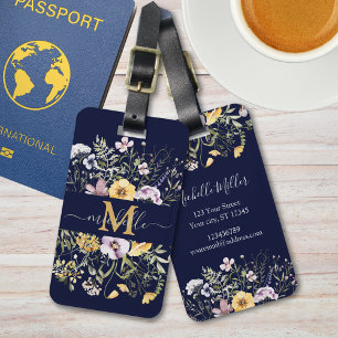 Elegantes Monogramm Farbige Wildblumengarten-Blume Gepäckanhänger