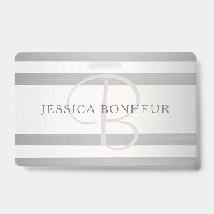 Elegantes Monogramm Faux Silber Farbverlauf Graue  Ausweis
