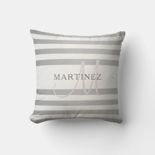 Elegantes Monogramm Faux Silber Farbverlauf Graue  Kissen