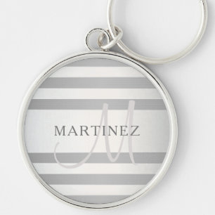 Elegantes Monogramm Faux Silber Farbverlauf Graue Schlüsselanhänger