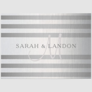 Elegantes Monogramm Faux Silber Farbverlauf Graue Seidenpapier