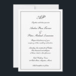 Elegantes Monogramm-Format in einer Hochzeit Einladung<br><div class="desc">Traditioneller Stil All In One Wedding Einladung mit einem einfachen Design in klassisch schwarz und weiß mit Ihrem Monogramm oben zusammen mit Ihren Hochzeitsdetails in einem eleganten Drehbuch umgeben von einer Grenze. Die Farbe kann in eine beliebige Farbe geändert werden, indem Sie auf die Schaltfläche "Anpassen" klicken. Auf der Rückseite...</div>