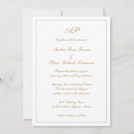 Elegantes Monogramm Formelles Gold Alles in Einem Einladung