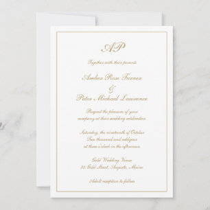 Elegantes Monogramm Formelles Gold Alles in Einem Einladung