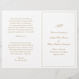 Elegantes Monogramm Formelles Gold Hochzeitsprogra