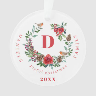 Elegantes Monogramm-Foto für Weihnachtskranke Ornament