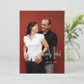 Elegantes Monogramm Foto Hochzeit Einladung Back 2 (Stehend Vorderseite)