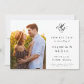 Elegantes Monogramm-Foto Hochzeit speichern Sie da Save The Date (Vorderseite)