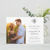 Elegantes Monogramm-Foto Hochzeit speichern Sie da Save The Date (Stehend Vorderseite)