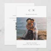 Elegantes Monogramm-Foto-QR-Code Save The Date (Vorne/Hinten)