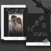Elegantes Monogramm-Foto, schwarz Save The Date