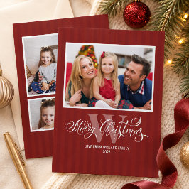 Elegantes Monogramm Frohe Weihnachten Familie Mult