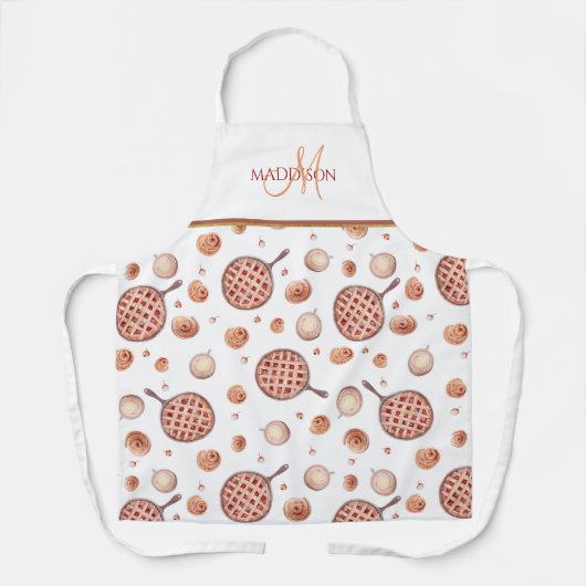 Elegantes Monogramm-, Fun Pastrie- und Kaffeemuste Schürze (Vorderseite)