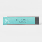 Elegantes Monogramm für Aquamarine Imitate Schreibtischnamensplakette (Vorderseite )