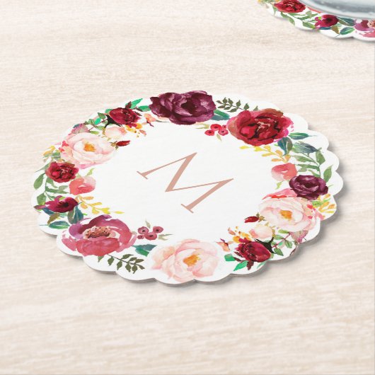 elegantes Monogramm für Blumenkranz Untersetzer (angewinkelt)