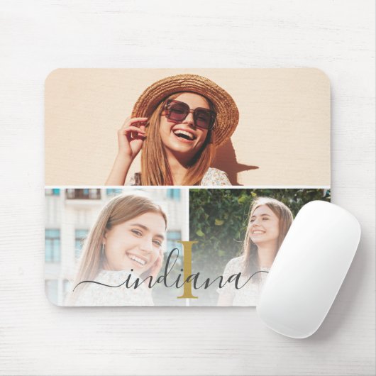 Elegantes Monogramm für Fotolollage Mousepad (Mit Mouse)