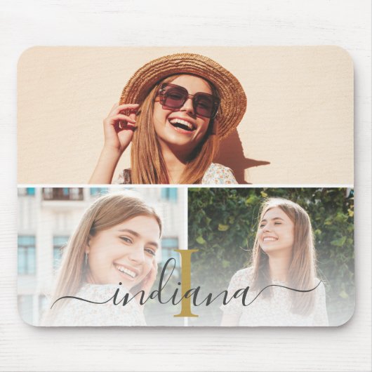 Elegantes Monogramm für Fotolollage Mousepad (Vorne)
