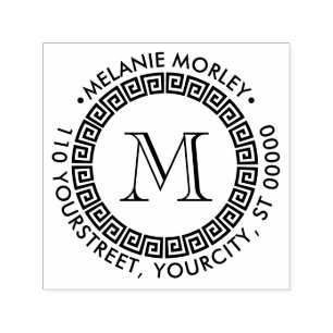 Elegantes Monogramm für griechische Schlüsselrahme Permastempel