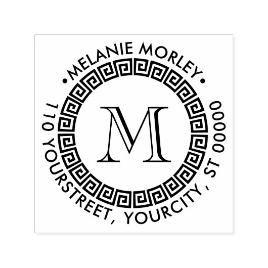 Elegantes Monogramm für griechische Schlüsselrahme Permastempel (Design)