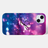 Elegantes Monogramm für Lila Glitzer Case-Mate iPhone Hülle (Rückseite (Horizontal))