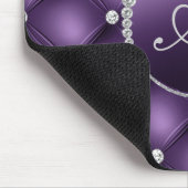 Elegantes Monogramm für Lila Glitzer Mousepad (Ecke)