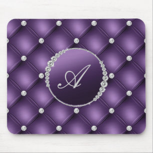 Elegantes Monogramm für Lila Glitzer Mousepad