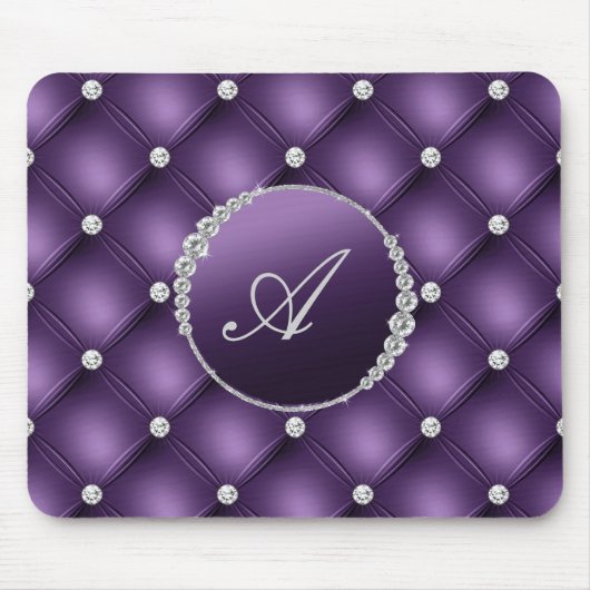 Elegantes Monogramm für Lila Glitzer Mousepad (Vorne)