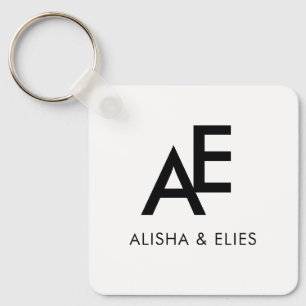 Elegantes Monogramm für Paare   Einfach Schwarz &  Schlüsselanhänger