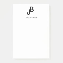Elegantes Monogramm für Paare in Schwarzweiß Post-it Klebezettel