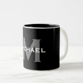 Elegantes Monogramm für Schwarz und Weiß Zweifarbige Tasse (VorderseiteRechts)