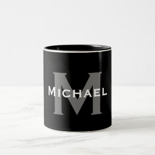 Elegantes Monogramm für Schwarz und Weiß Zweifarbige Tasse