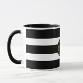 Elegantes Monogramm für Schwarz-Weiß-Streifen Tasse (Links)