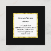 Elegantes Monogramm für Schwarz-weiß- und Goldname Quadratische Visitenkarte (Rückseite)