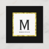 Elegantes Monogramm für Schwarz-weiß- und Goldname Quadratische Visitenkarte (Vorderseite)