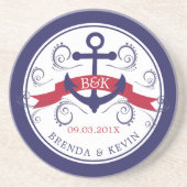 Elegantes Monogramm für Wirble nautische Schiffsan Getränkeuntersetzer (Vorne)