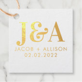 Elegantes Monogramm-Gastgeschenk Hochzeit-Brautpar Geschenkanhänger (Vorderseite)