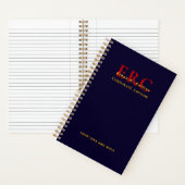 Elegantes Monogramm Geschäft Gold Navy Notizbuch (Innen)
