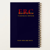 Elegantes Monogramm Geschäft Gold Navy Notizbuch (Rückseite)