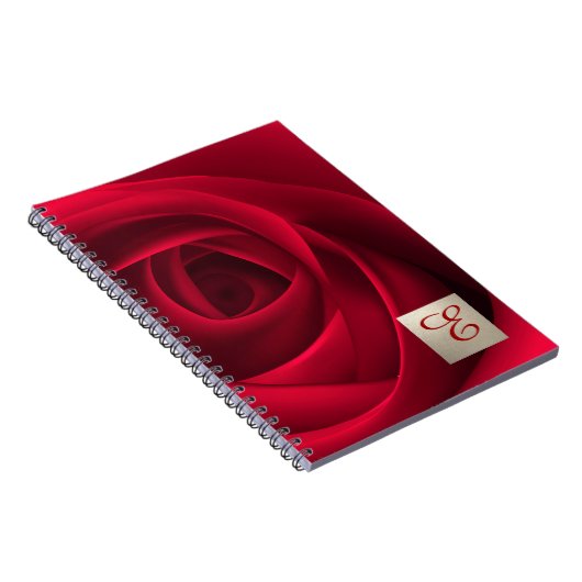 Elegantes Monogramm-Geschenk für die Rote Rose Notizblock (Rechte Seite)