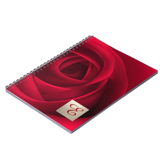 Elegantes Monogramm-Geschenk für die Rote Rose Notizblock (Linke Seite)